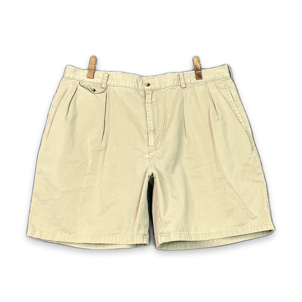 Nautica Chino Shorts Mens 42 Khaki Pleated Classic Preppy Casual Summer Vacation